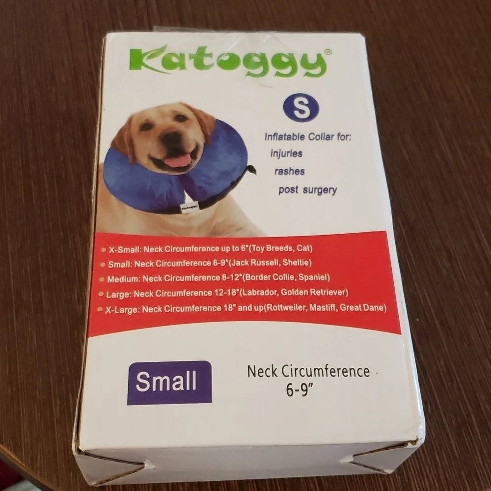 Katoggy Inflatable Dog Cone, Soft Protective for Recovery After Surgery Size S
